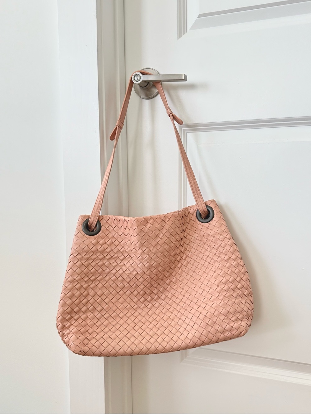 Bottega Veneta Intercciato Tote Bag in Blush Pink